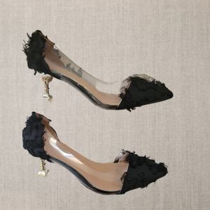Beautiful Clear& Feather Pumps